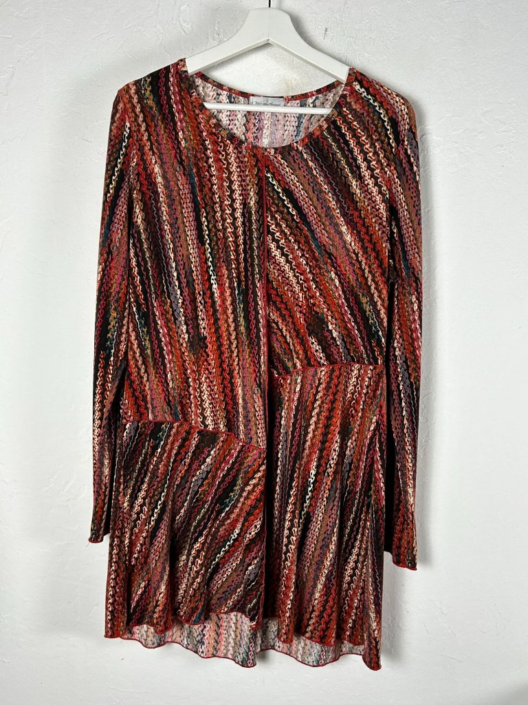 Vine Street Womens Multicolor Abstract Print Long Sleeve Tunic Top Large Stretch